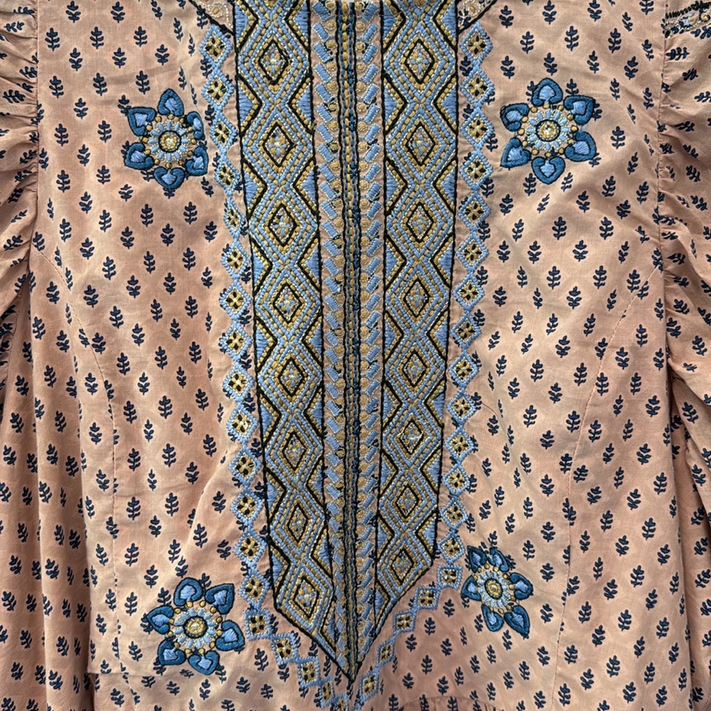 Brand new Anthropologie Embroidered Pattern Peach Mini Dress - Picture 8 of 13